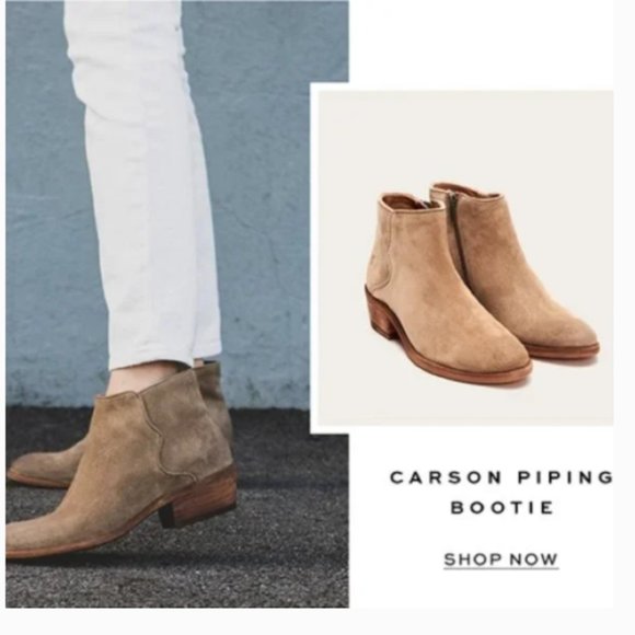 Frye Carson Piping Off-White Retro Chelsea Almond Toe Low Block Heel Ankle Boots - Picture 6 of 16